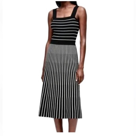 Banana Republic Dresses & Skirts - NEW BANANA REPUBLIC Knit Striped Black/White Stretchy Midi Dress Size XL